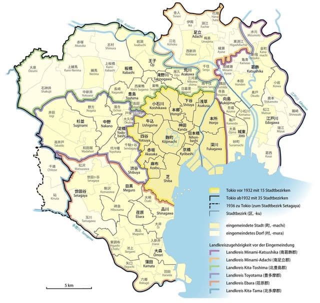 خريطة أحياء طوكيو